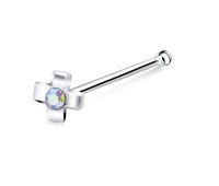 Stone Set Cross Bone Nose Stud NSKD-777